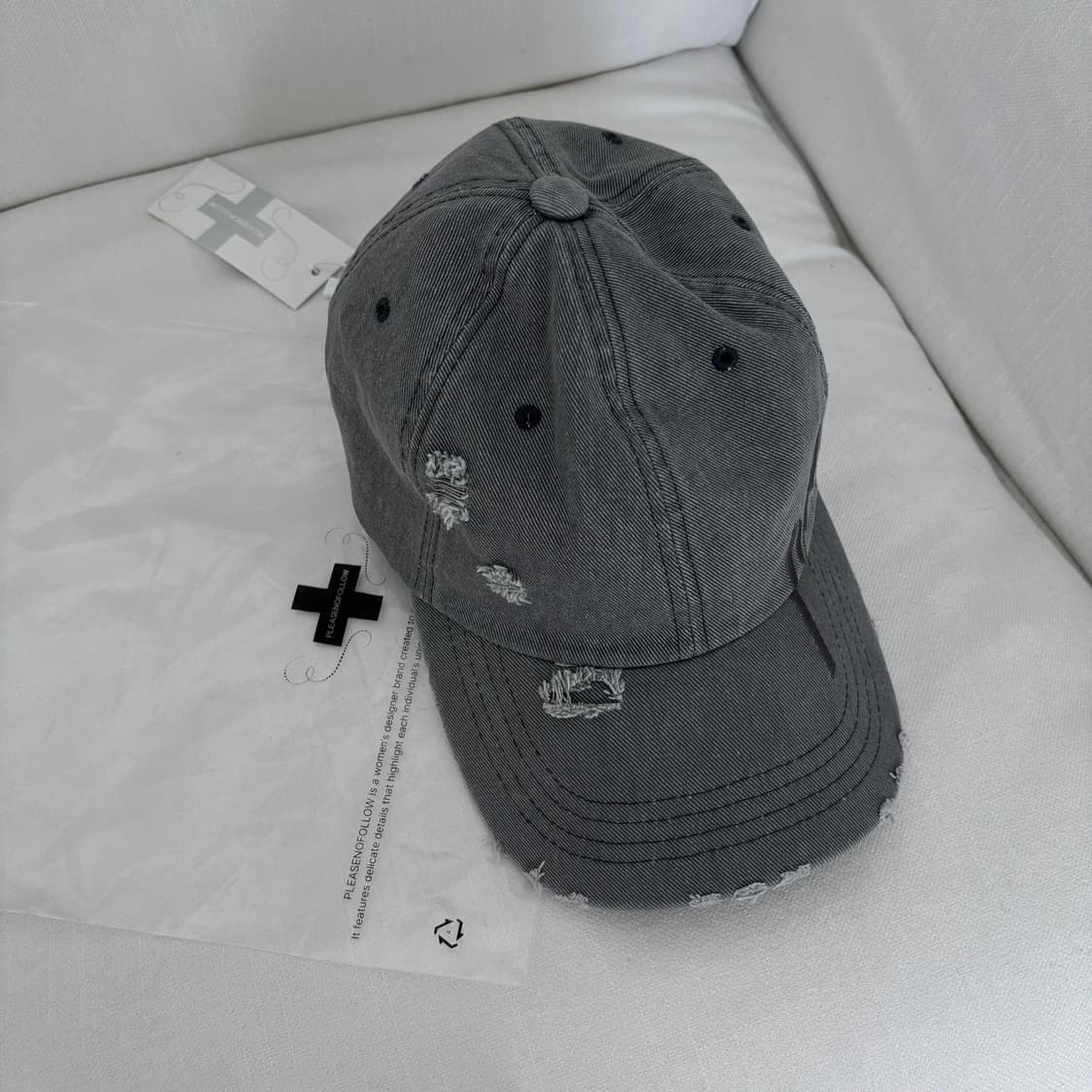 플리즈노팔로우 랜 디스트레스드 캡 모자 그레이 상품이미지3