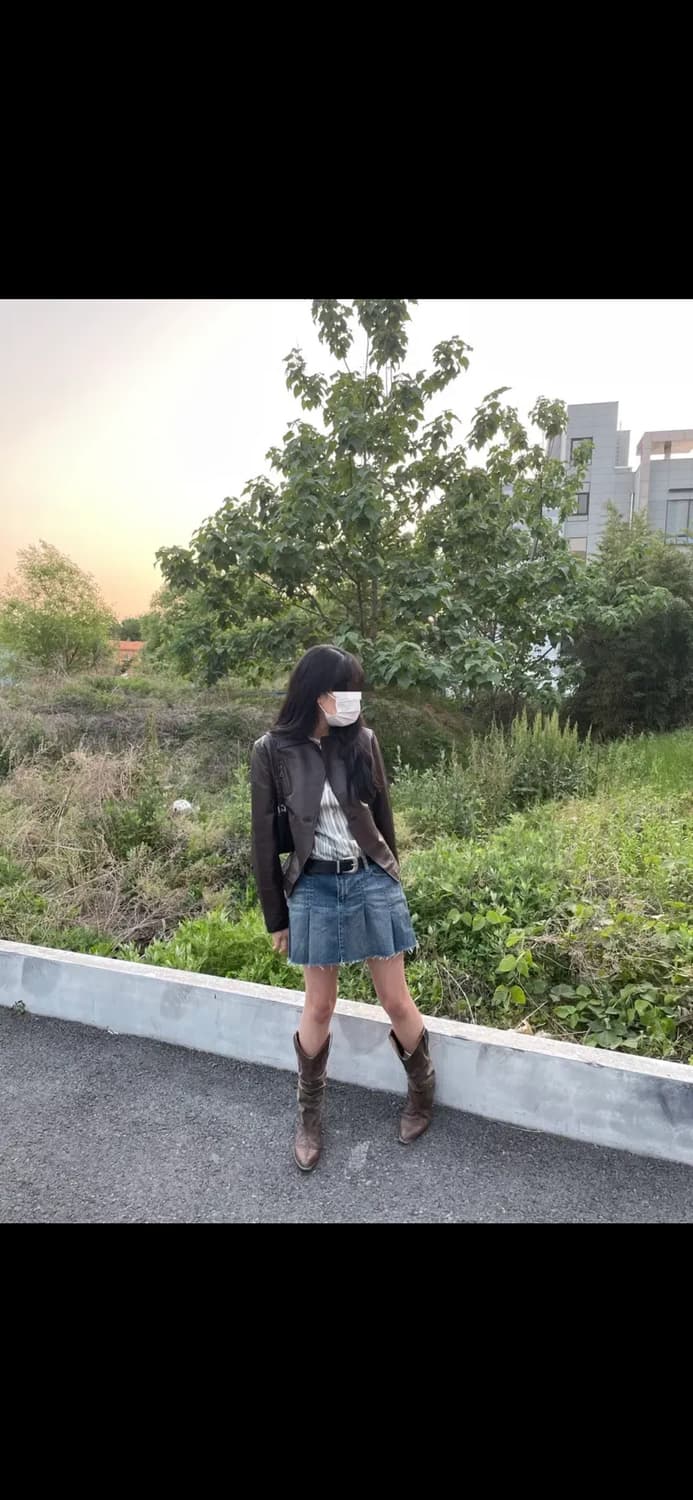 빈티지 플리츠 데님 스커트 상품이미지3