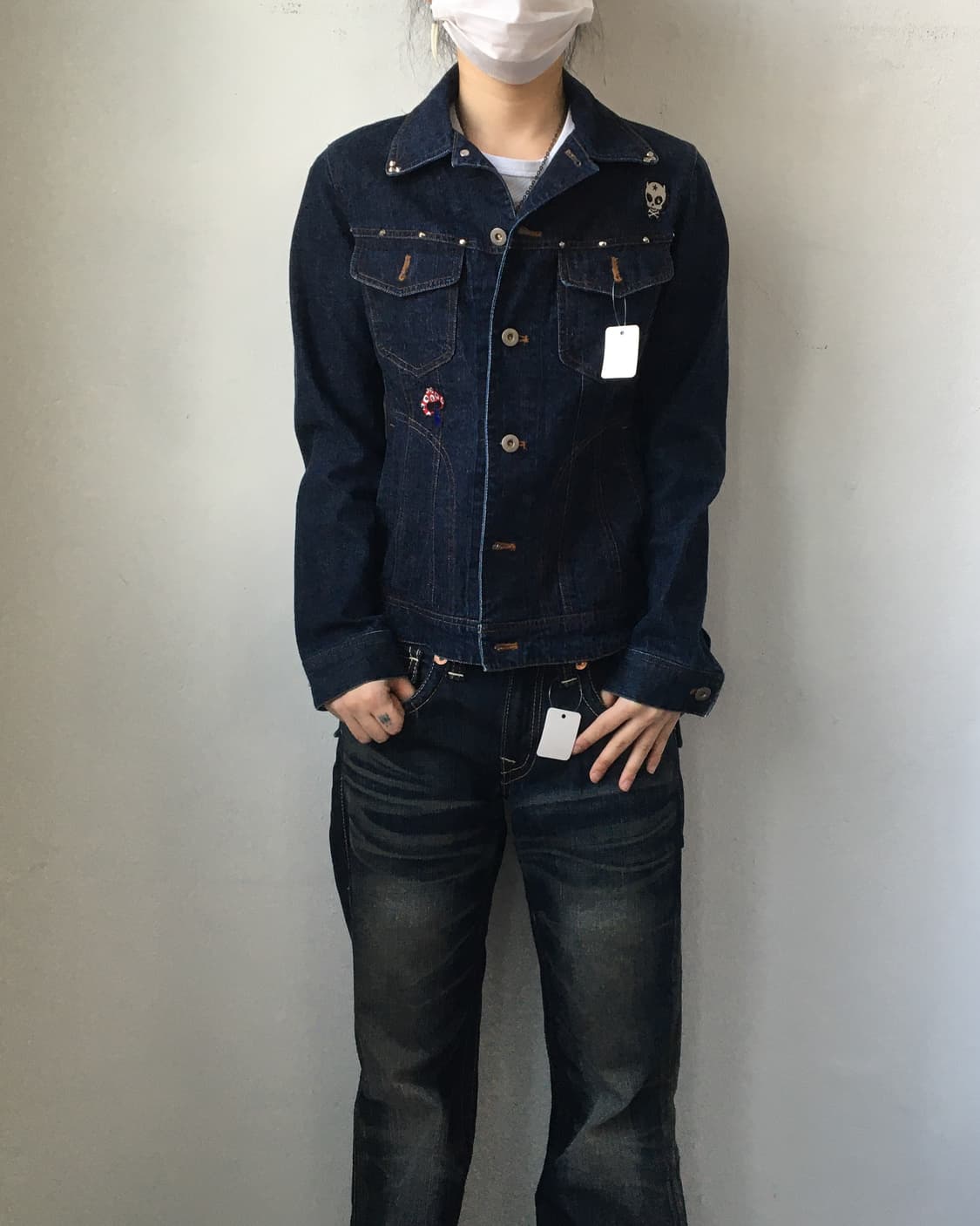 Stud patch point denim shirt 상품이미지1