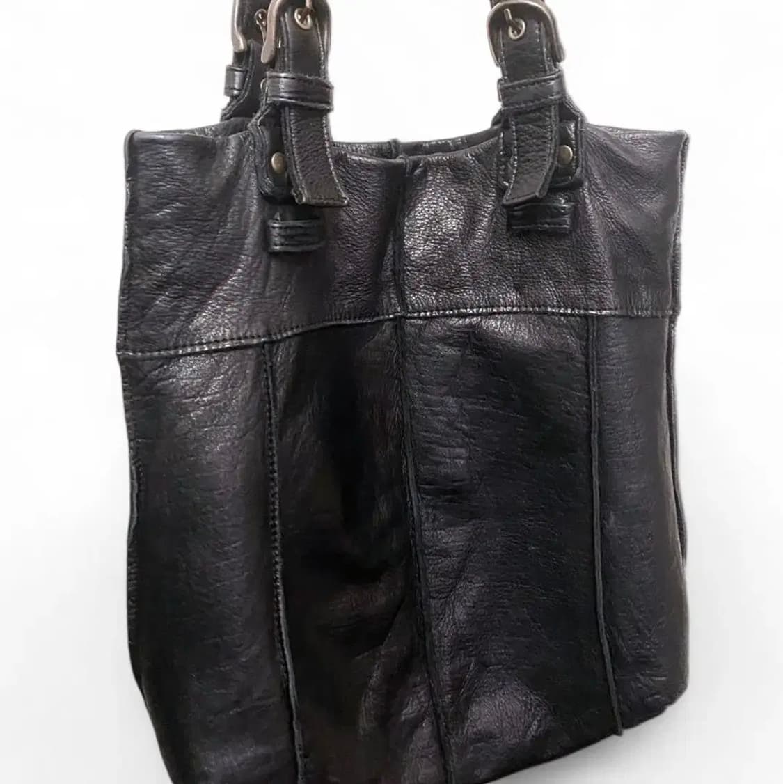 벨티드 숄더 소가죽 토트백 y2k 릭 또는 요지 스타일 토트백 상품이미지2