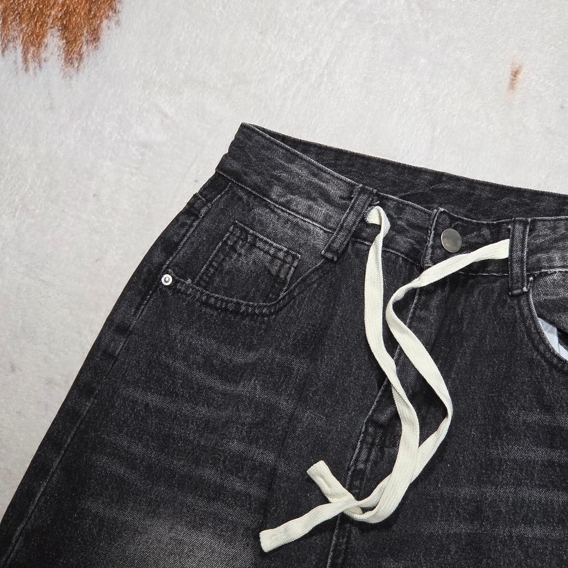 빈티지 워싱 흑청 와이드 팬츠 상품이미지2