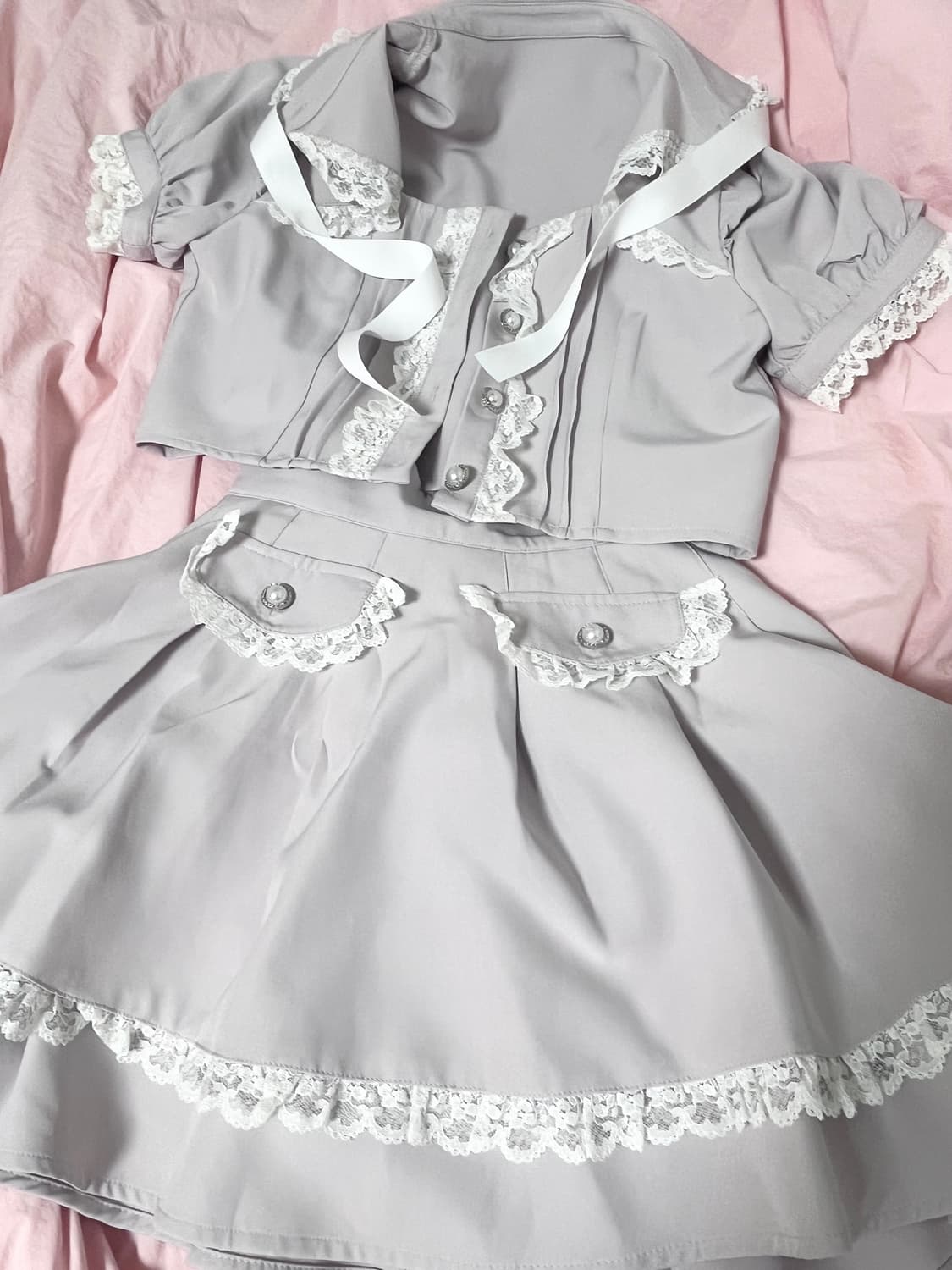 허니시나몬 레이스 프릴 셋업 양산형 지뢰계 일브 걸리 리즈리사 로지타 상품이미지2