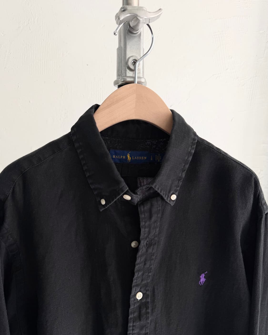 Polo 폴로 랄프로렌 신형 퍼플포니 블랙컬러 린넨 셔츠 상품이미지4