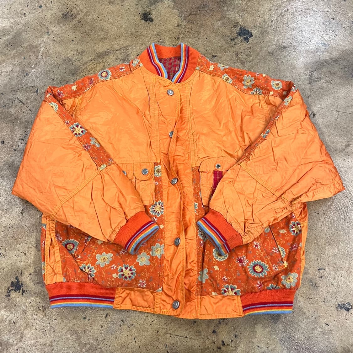 [정품] 오렌지 꽃무늬 봄버 자켓 b19 상품이미지2