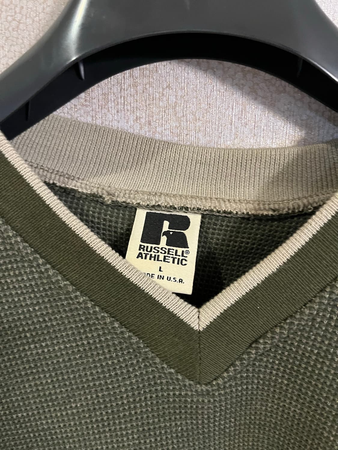 [L] 90s 러셀 와플 브이넥 스웻 그린 상품이미지3