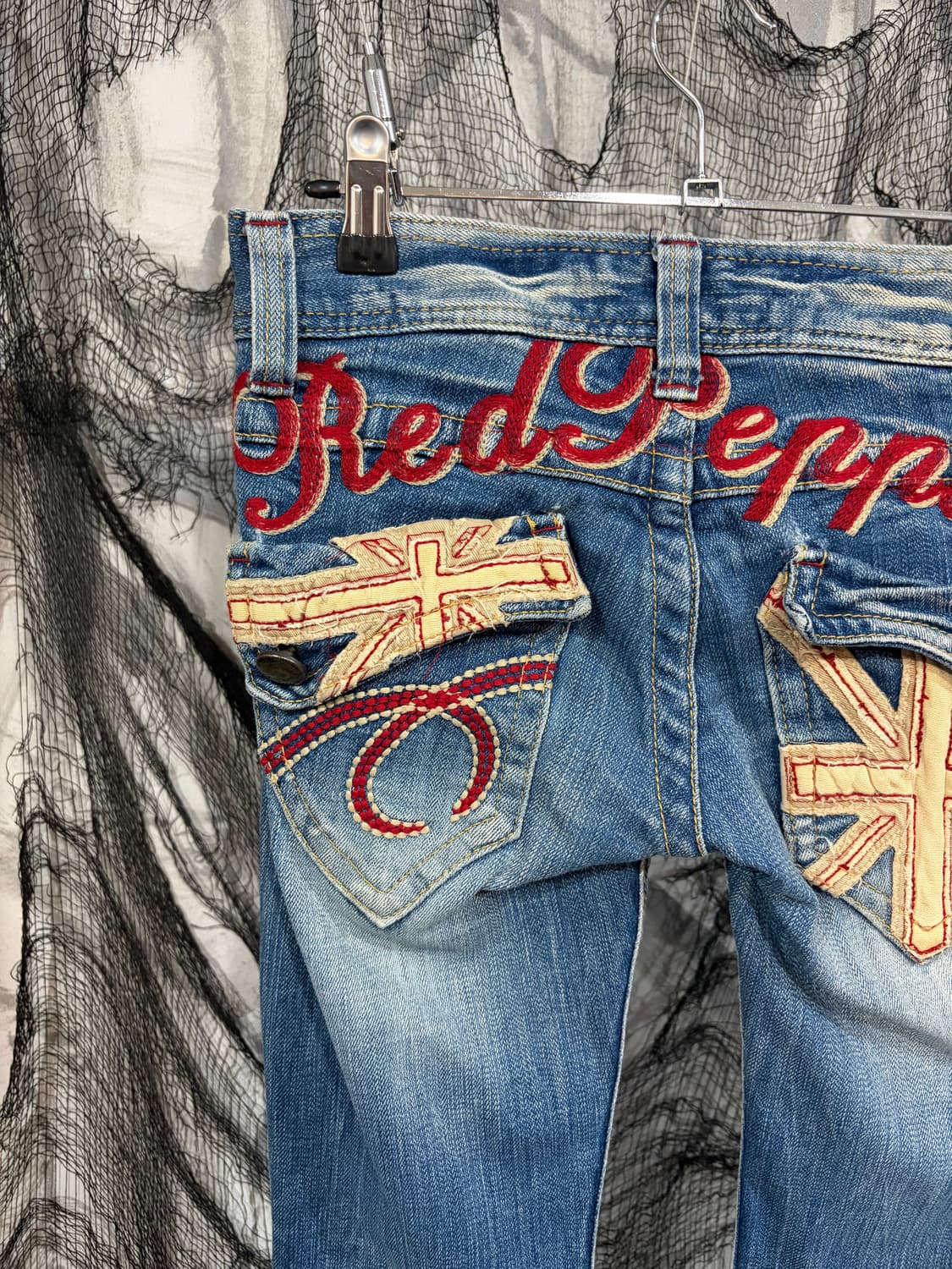 Y2K Red peper embroidery low-rise pants 상품이미지5