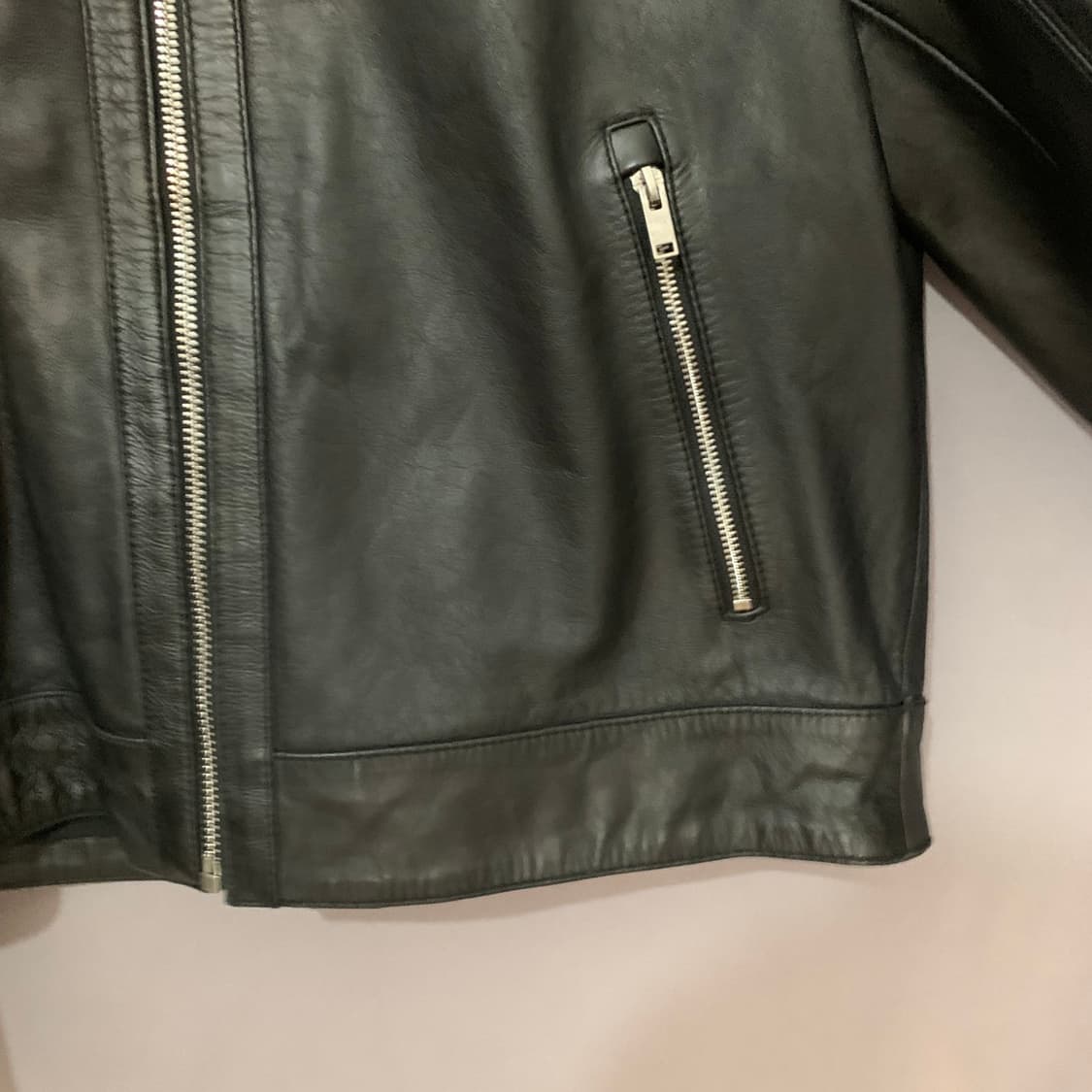 M 자라 소가죽 레더 박시핏 싱글 라이더 자켓 상품이미지5