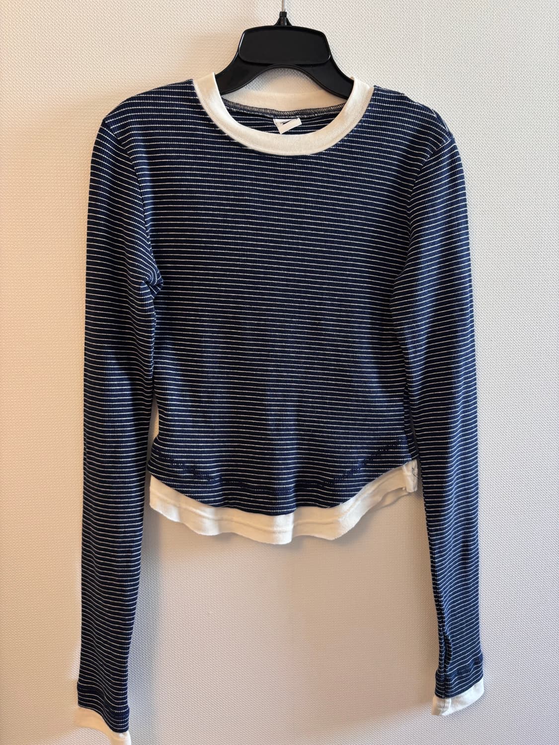 파르티멘토 우먼 스트라이프 더블레이어드 스판티셔츠 네이비 상품이미지1