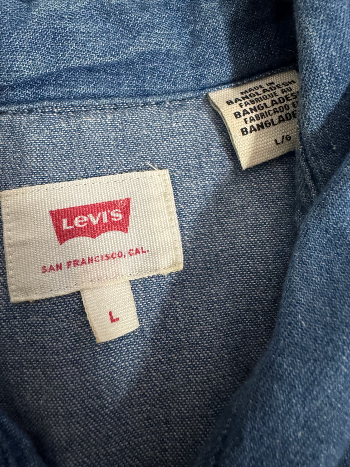 정품 리바이스 투 포켓 긴팔 웨스턴 데님 셔츠 L 상품이미지3