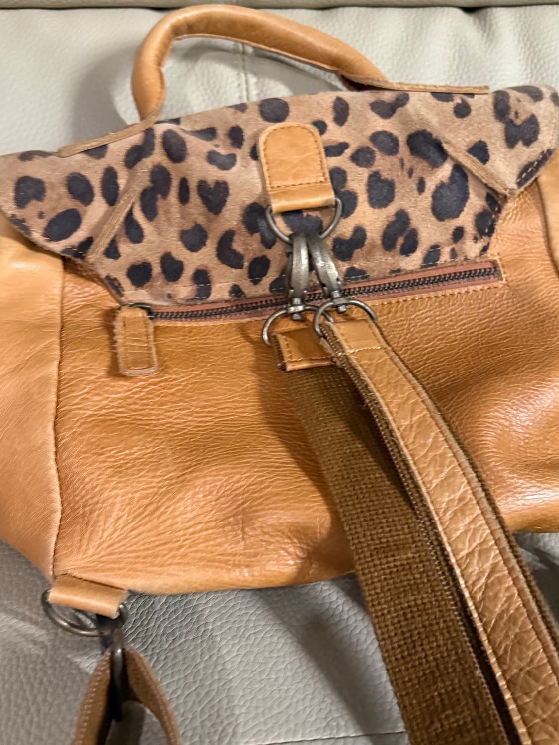 leopard pattern point leather backpack 상품이미지9