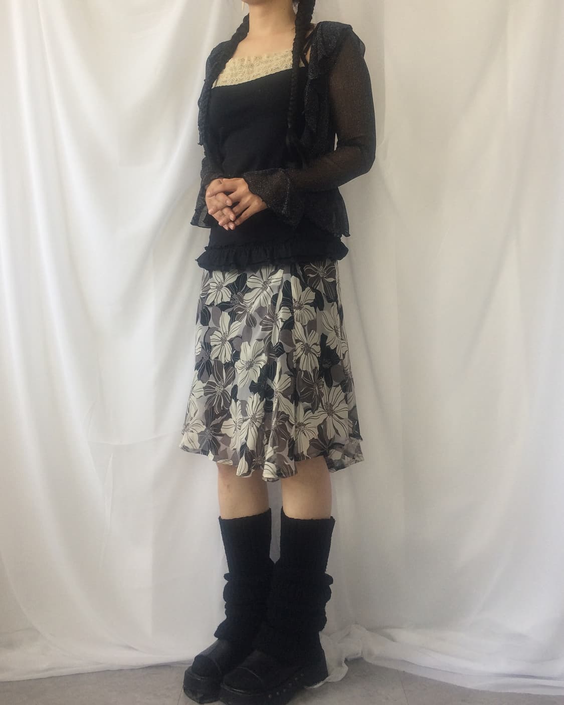 Glitter frill open mesh cardigan 상품이미지8