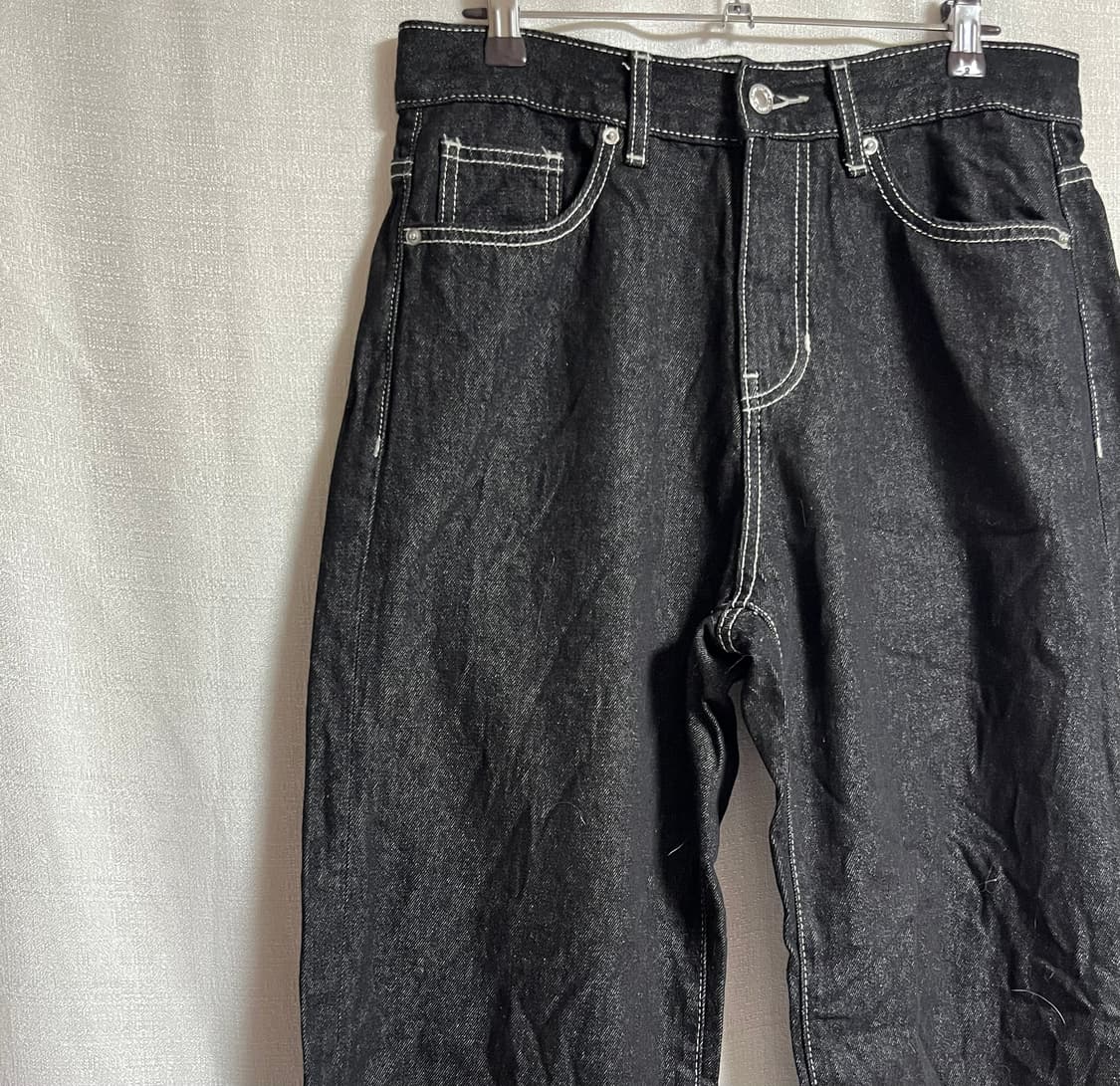 에잇세컨즈 흑청 생지 화이트스티치 데님팬츠 청바지 30 상품이미지3