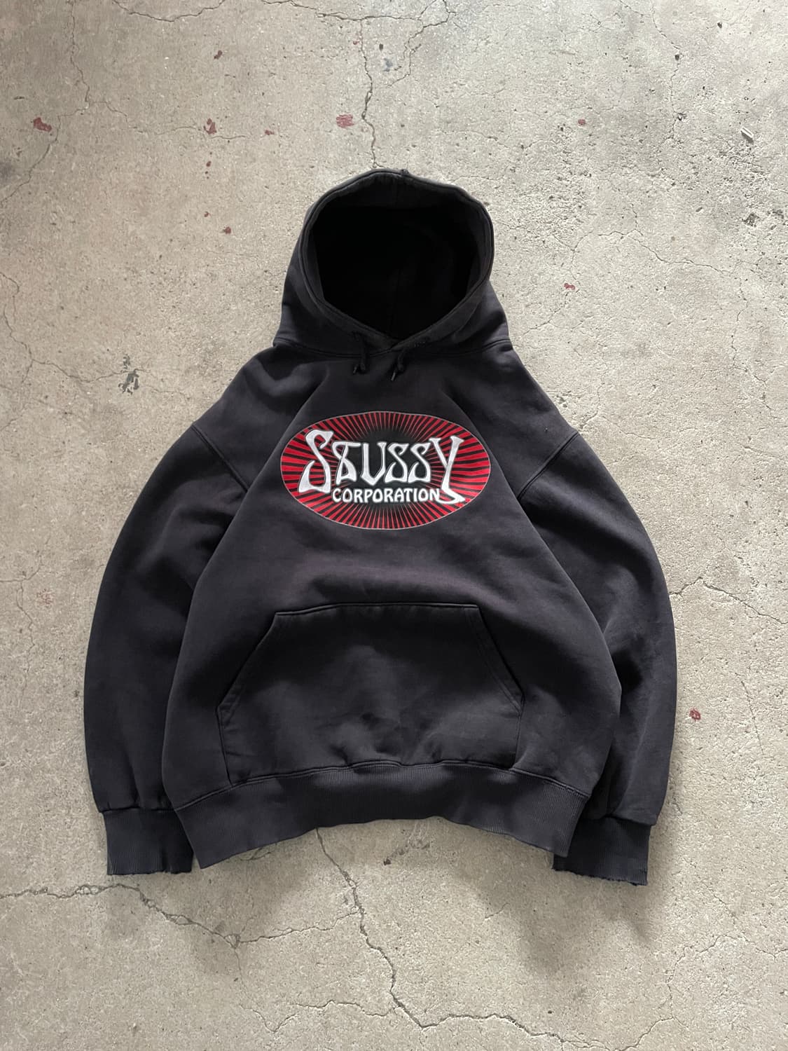 00s Stussy Corporation Faded Hoodie 상품이미지1