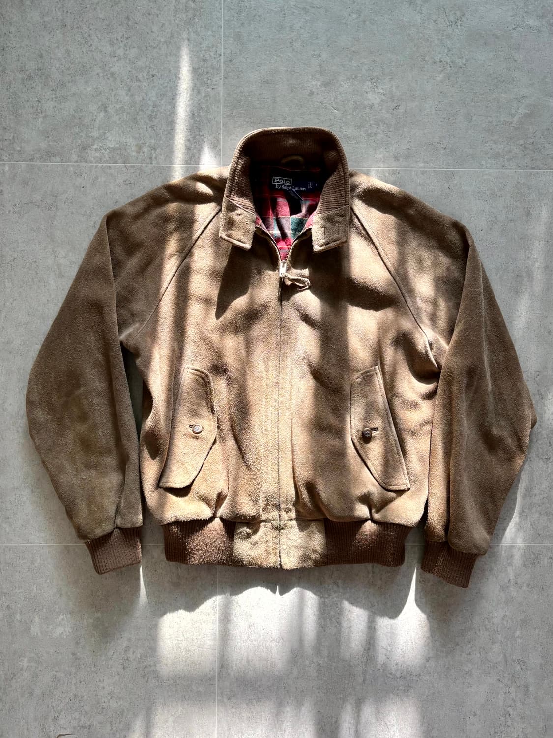 90's 폴로 랄프로렌 헤비 스웨이드 헤링톤 자켓 S 상품이미지1