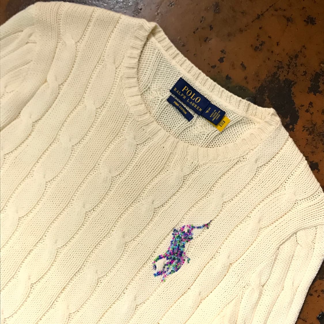 폴로랄프로렌 아이보리 코튼 케이블 니트 여성 44  상품이미지3