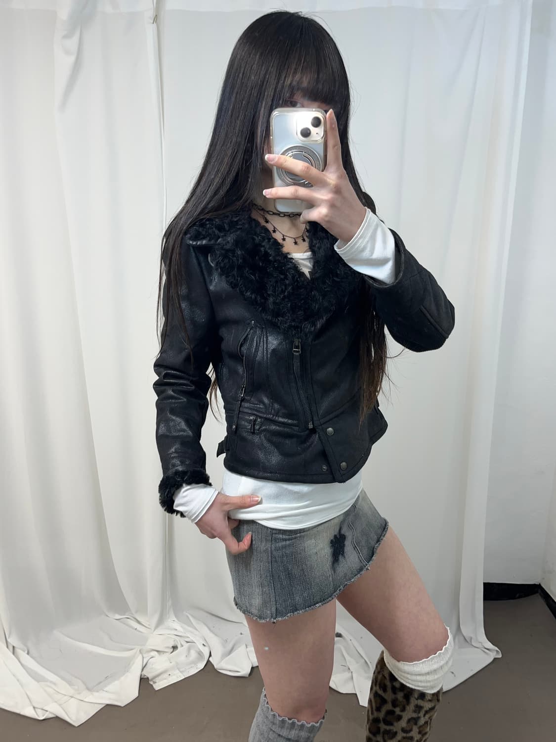 블랙 리얼 램퍼 무스탕 상품이미지9