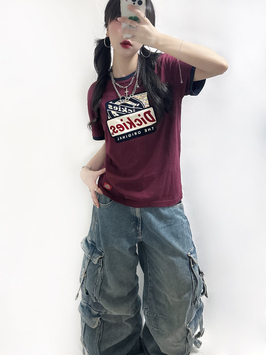 디키즈 빅로고 버건디 링거티 상품이미지2