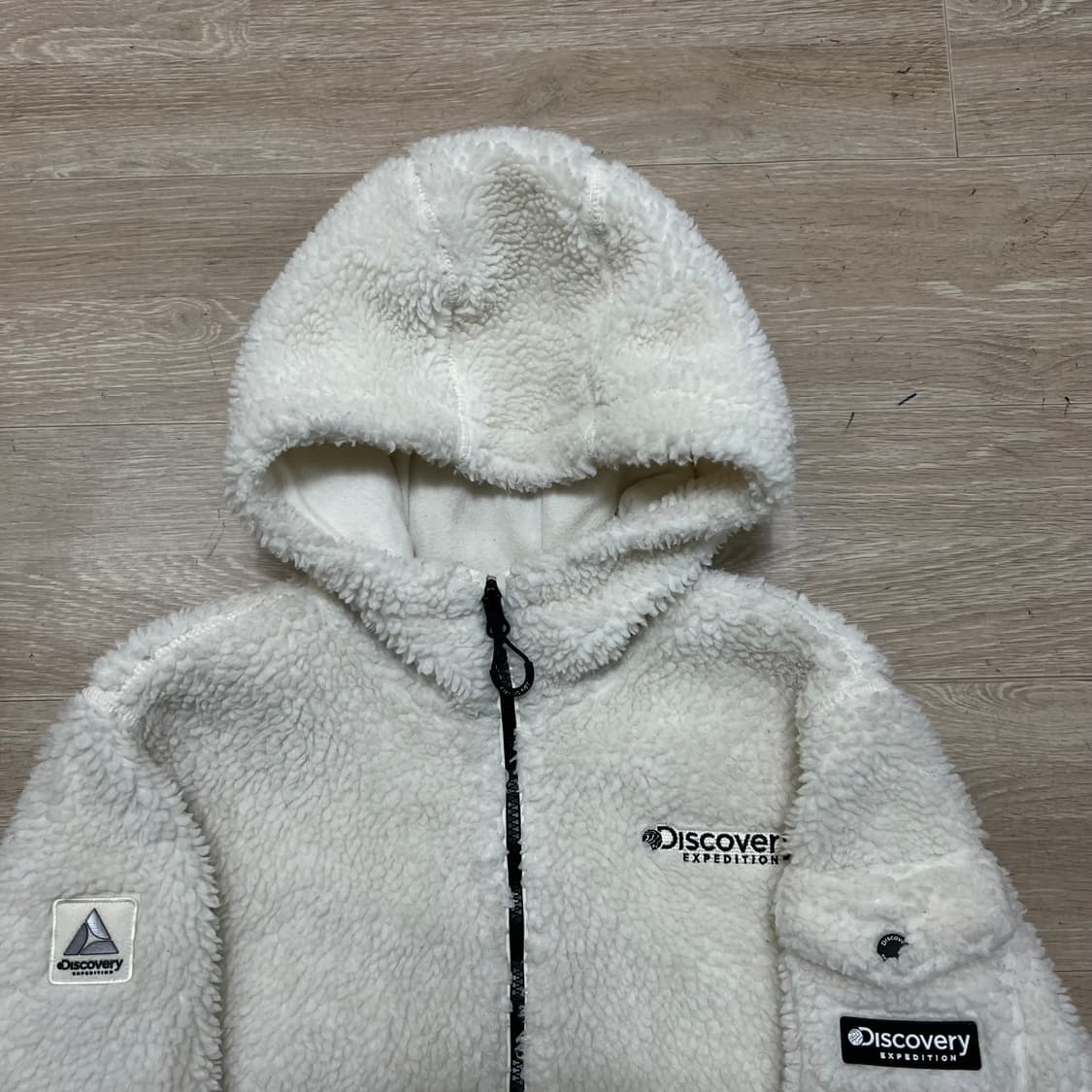 디스커버리 키즈 후드 뽀글이 후리스 플리스 자켓 [화이트] 150 상품이미지2