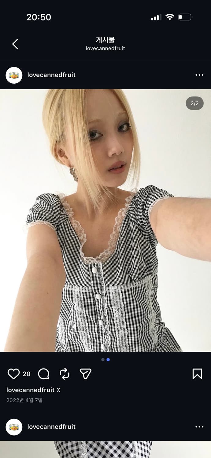 lovecannedfruit 럽캔빈티지 체크 퍼프 블라우스 상품이미지2