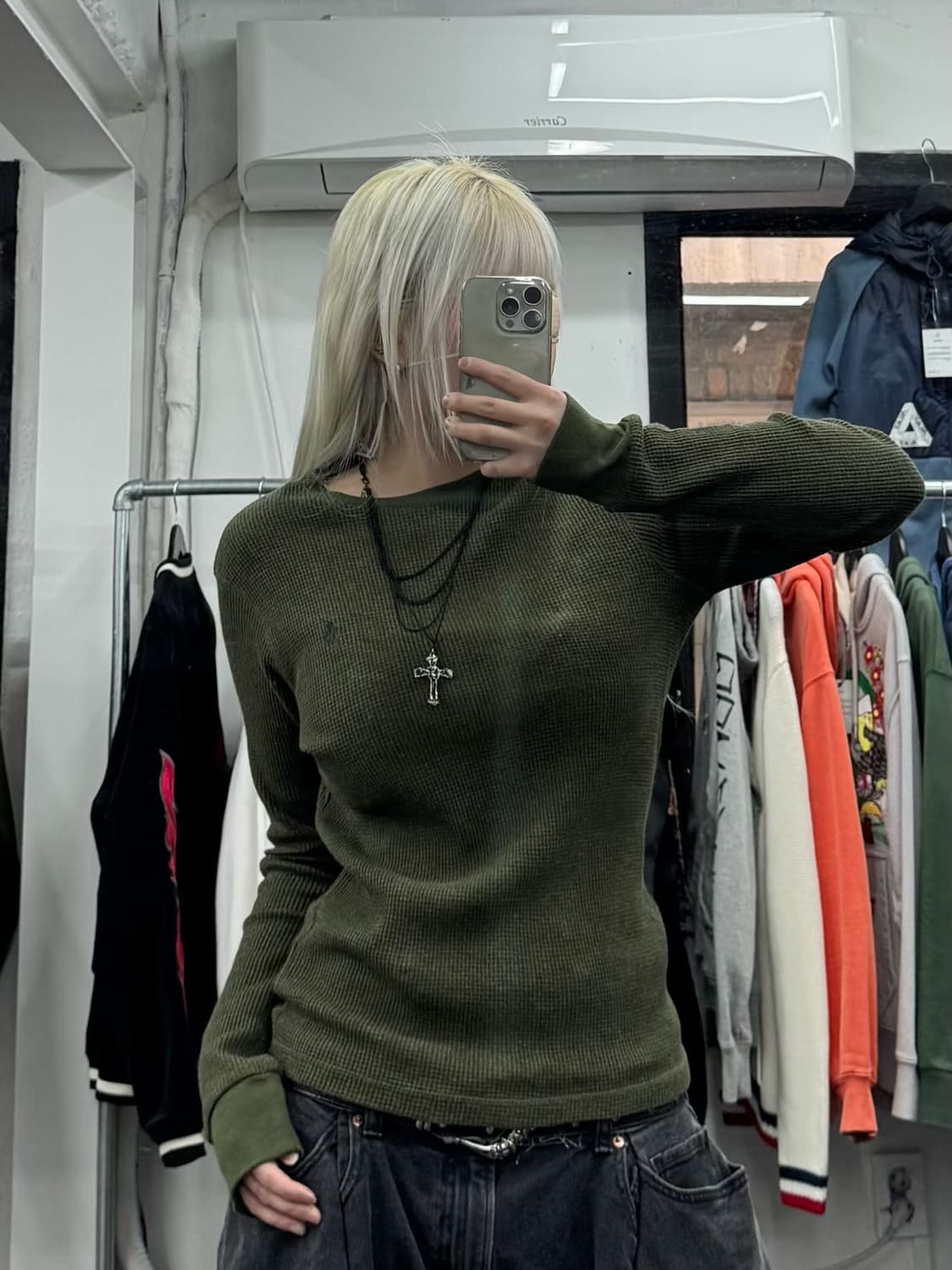 폴로 랄프로렌 카키 와플 롱슬리브 상품이미지1