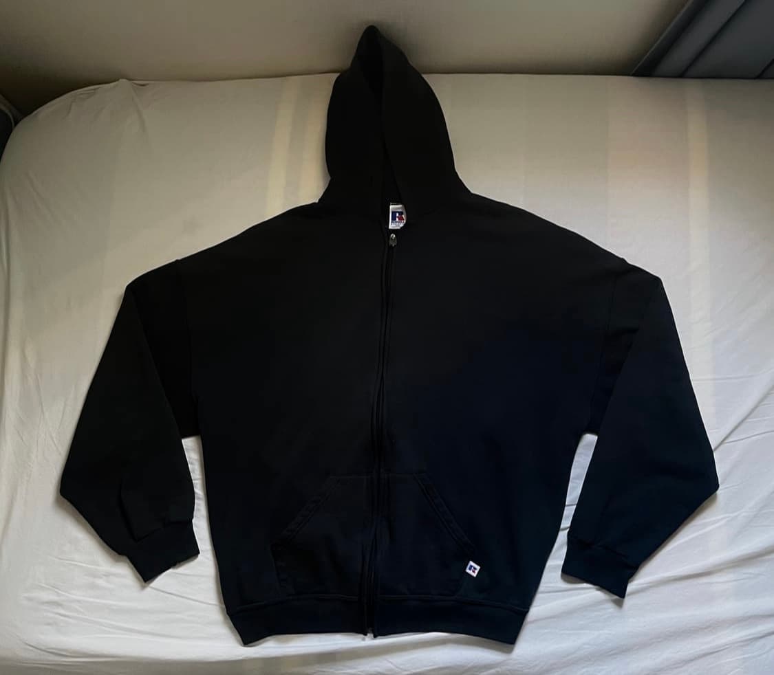 90s 빈티지 러셀 후드집업 블랙 상품이미지1