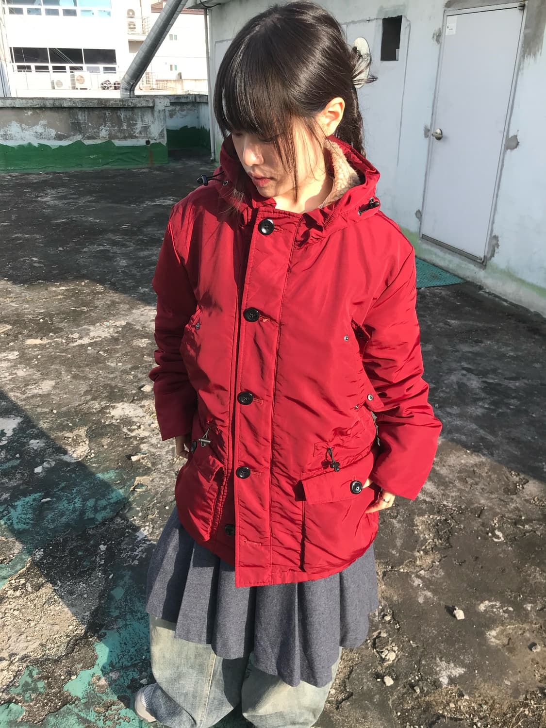 딥 레드 후드파카 상품이미지2