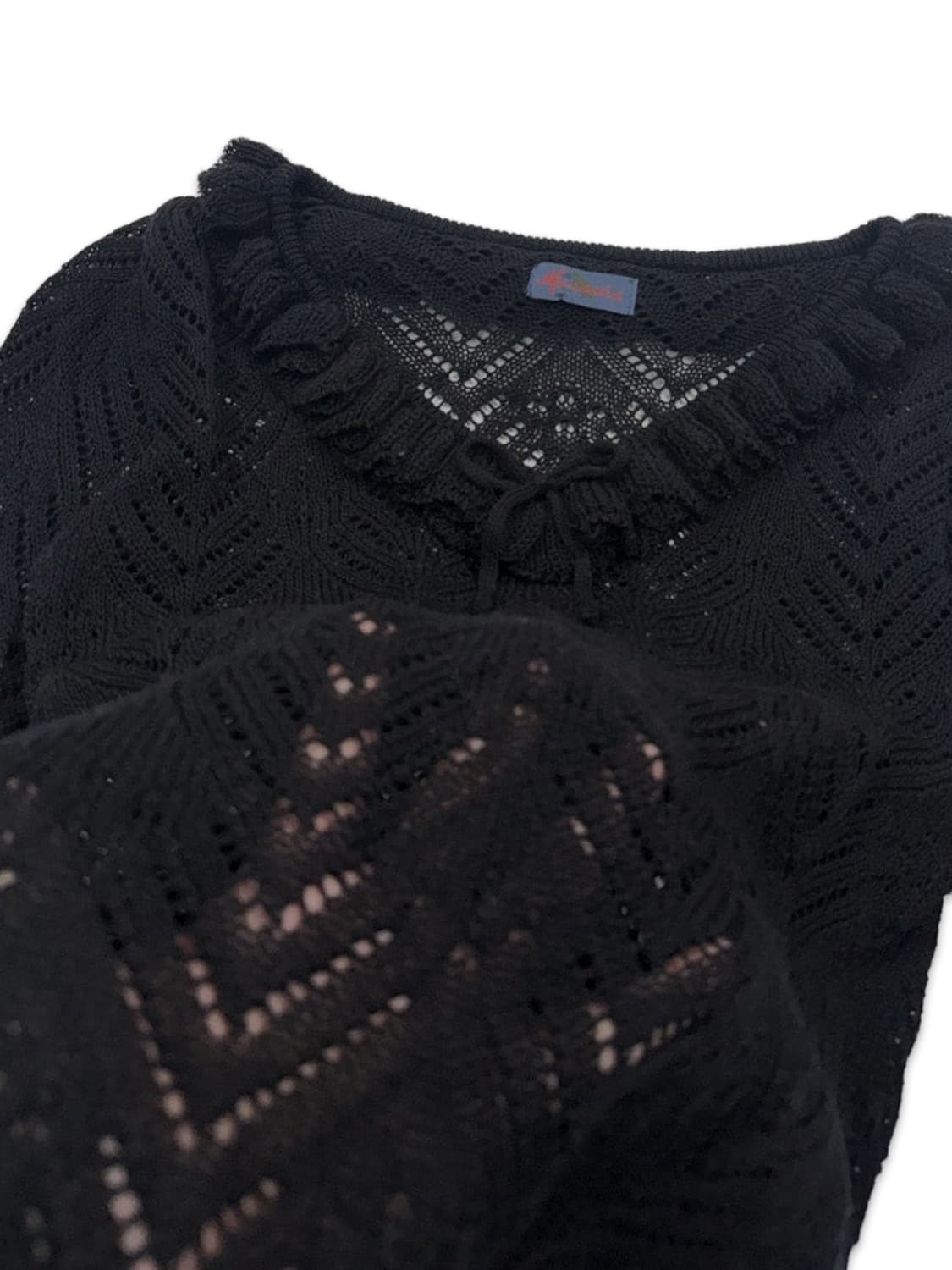 빈티지 블랙 모리 시스루 프릴 레이어드 니트 상품이미지4