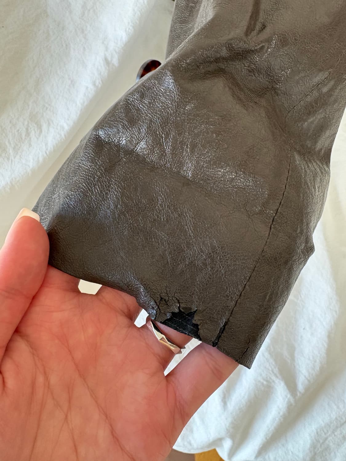 마뗑킴 보이핏 레더 자켓 브라운 상품이미지6