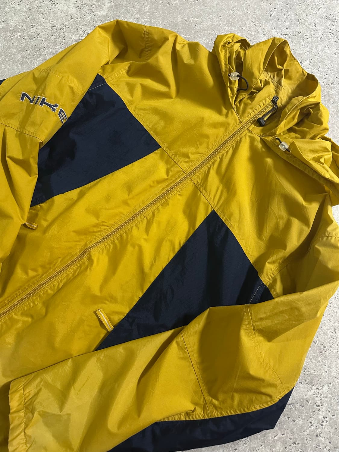 00s Nike 올드스쿨 옐로우 네이비 배색 후드 바람막이 상품이미지1