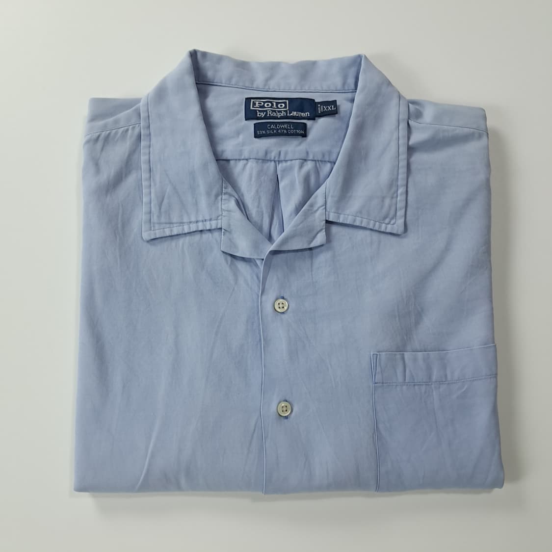 CK417 2XL 폴로 90s 박스핏 실크 스카이블루 반팔 셔츠 남방 상품이미지7
