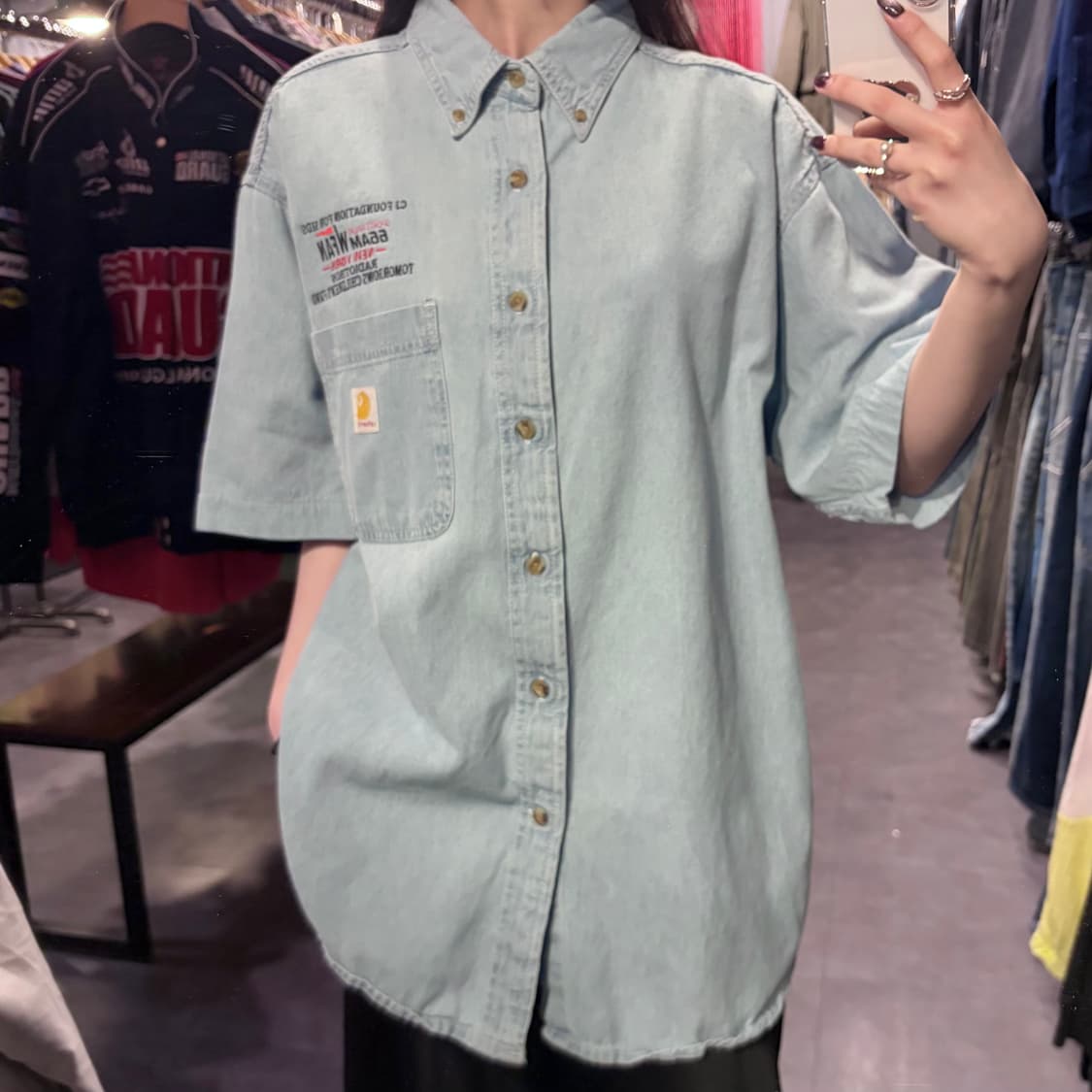 [IM] Carhartt 칼하트 데님 반팔 셔츠 연청 상품이미지4