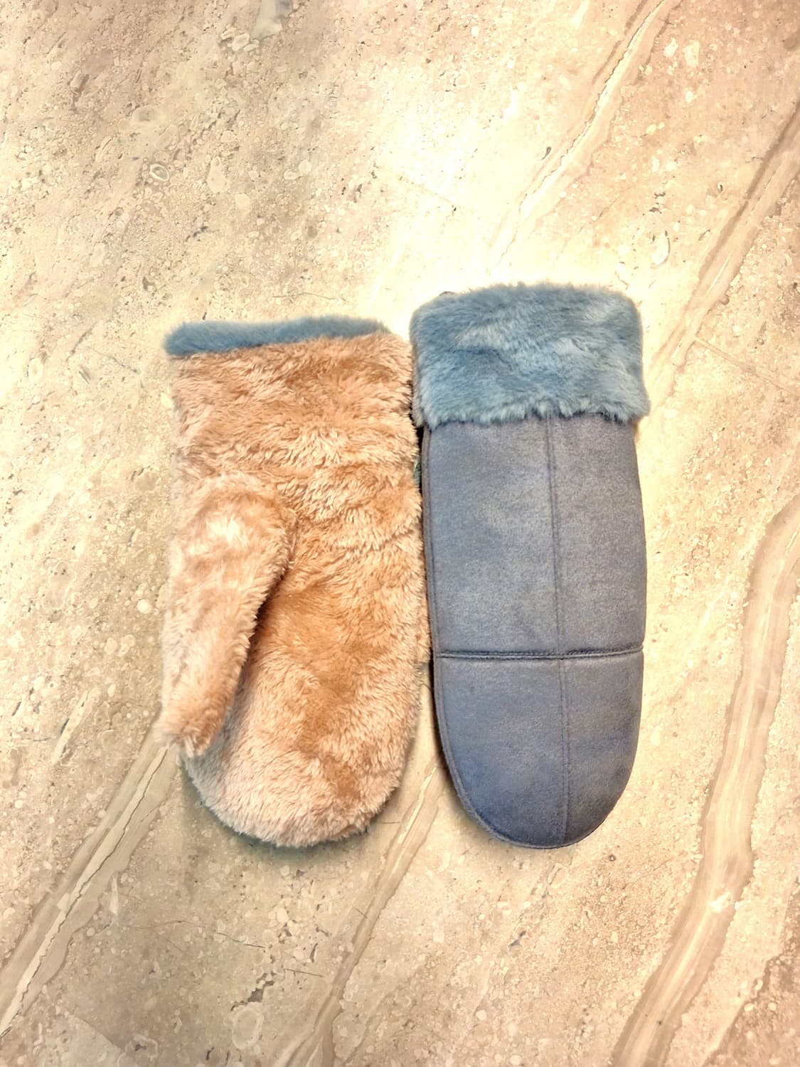 두꺼운 털안감 스웨이드 벨벳 벙어리 장갑 그레이 (새상품) 상품이미지7