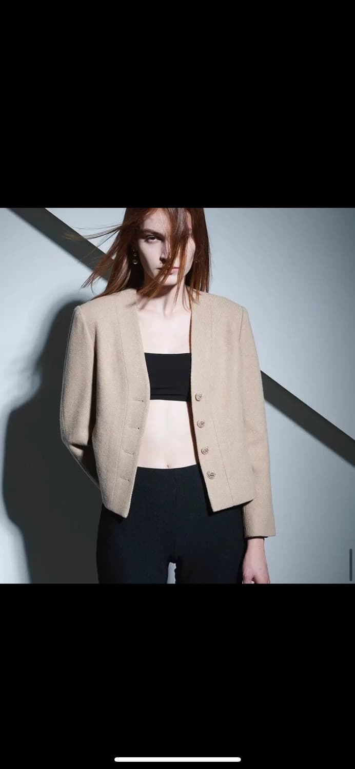 패브릭컬러지 no collar short jacket beige 상품이미지3