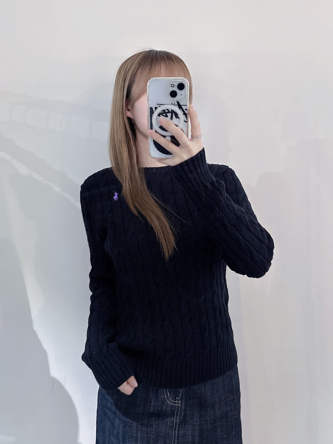 폴로랄프로렌 퍼플포니 블랙 케이블 니트 상품이미지2