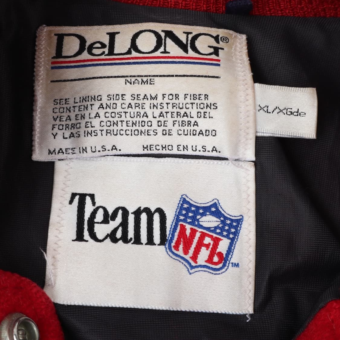 90s DeLong X NFL 포티 나이너스 레더 바시티 자켓 상품이미지8