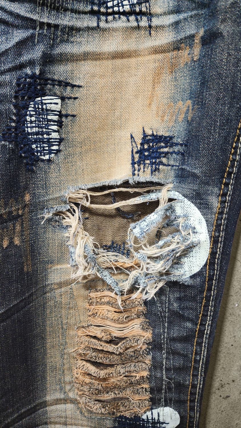 JAPAN 빈티지 MU SHENG HUO 데미지 워싱 청바지 상품이미지5