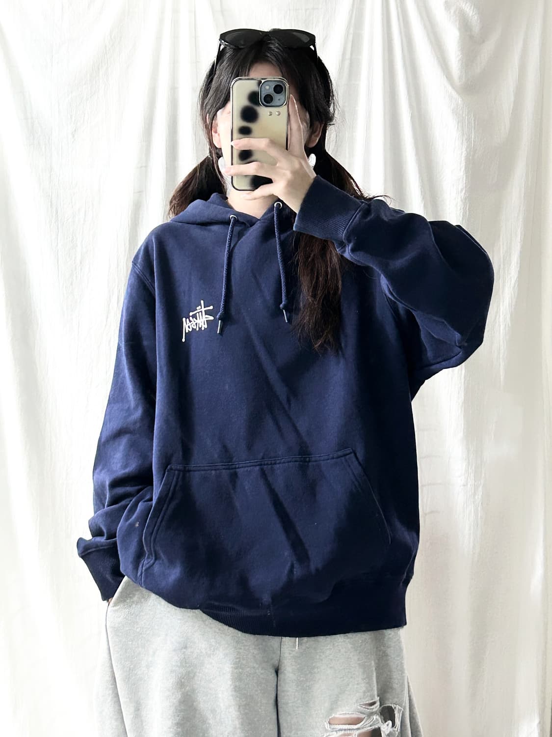스투시 빅로고 다크네이비 후드 상품이미지4