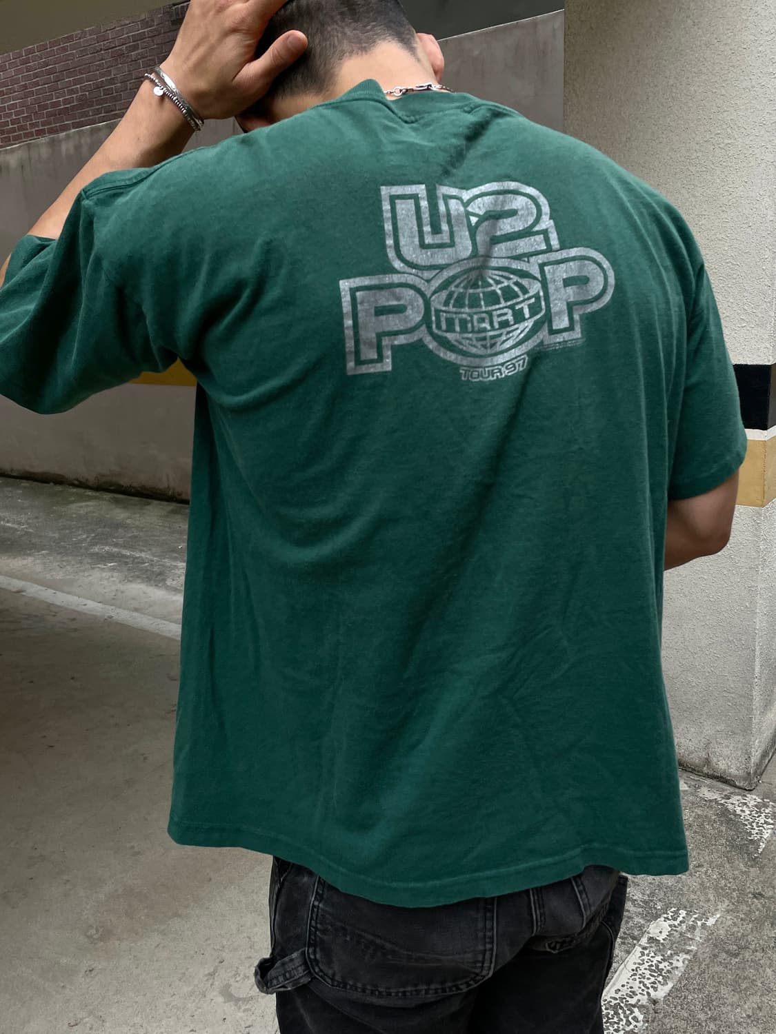 90s U2 pop mart tour og green t-shirt 상품이미지1
