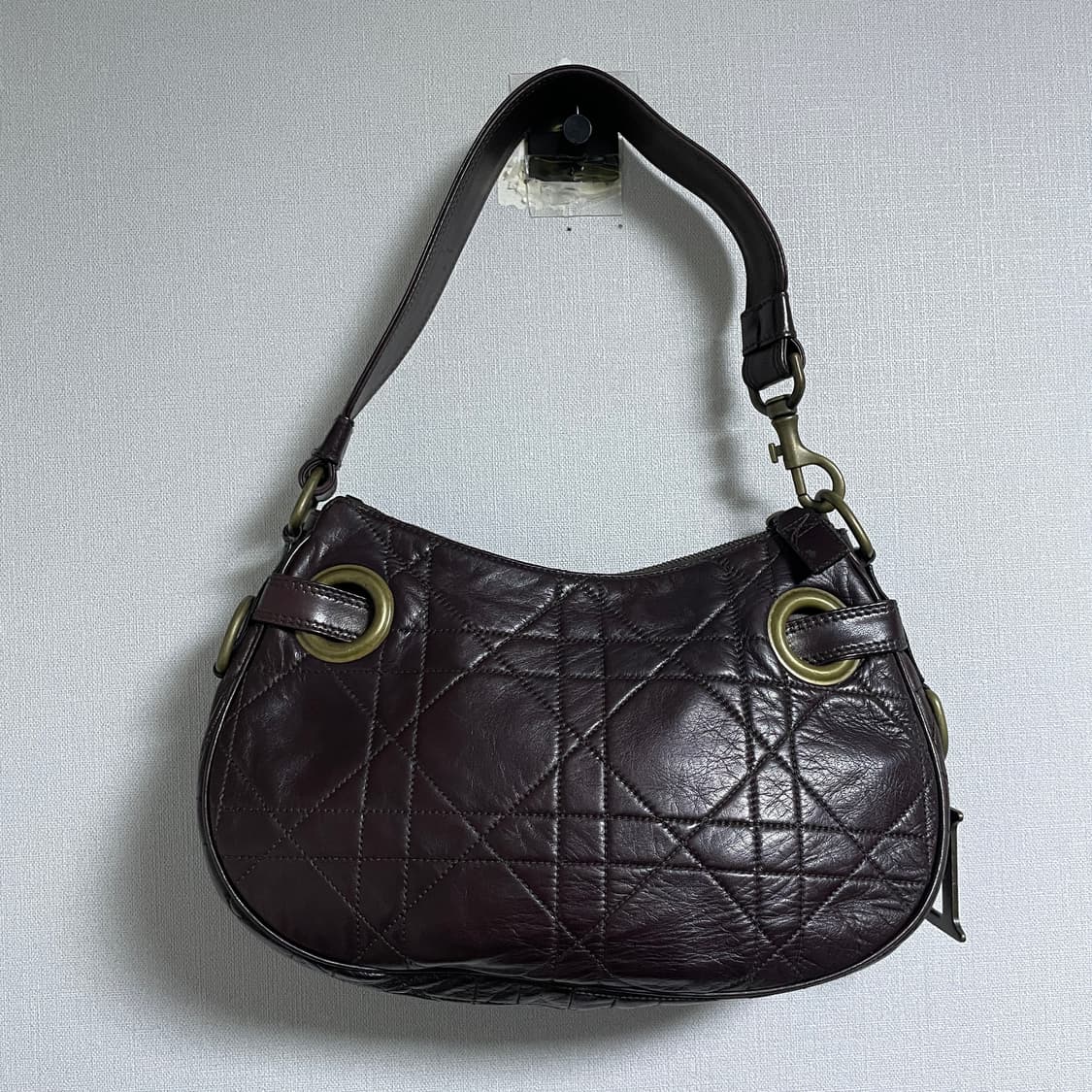 빈티지 크리스찬디올 램스킨 패턴 호보백 (다크브라운) 상품이미지1