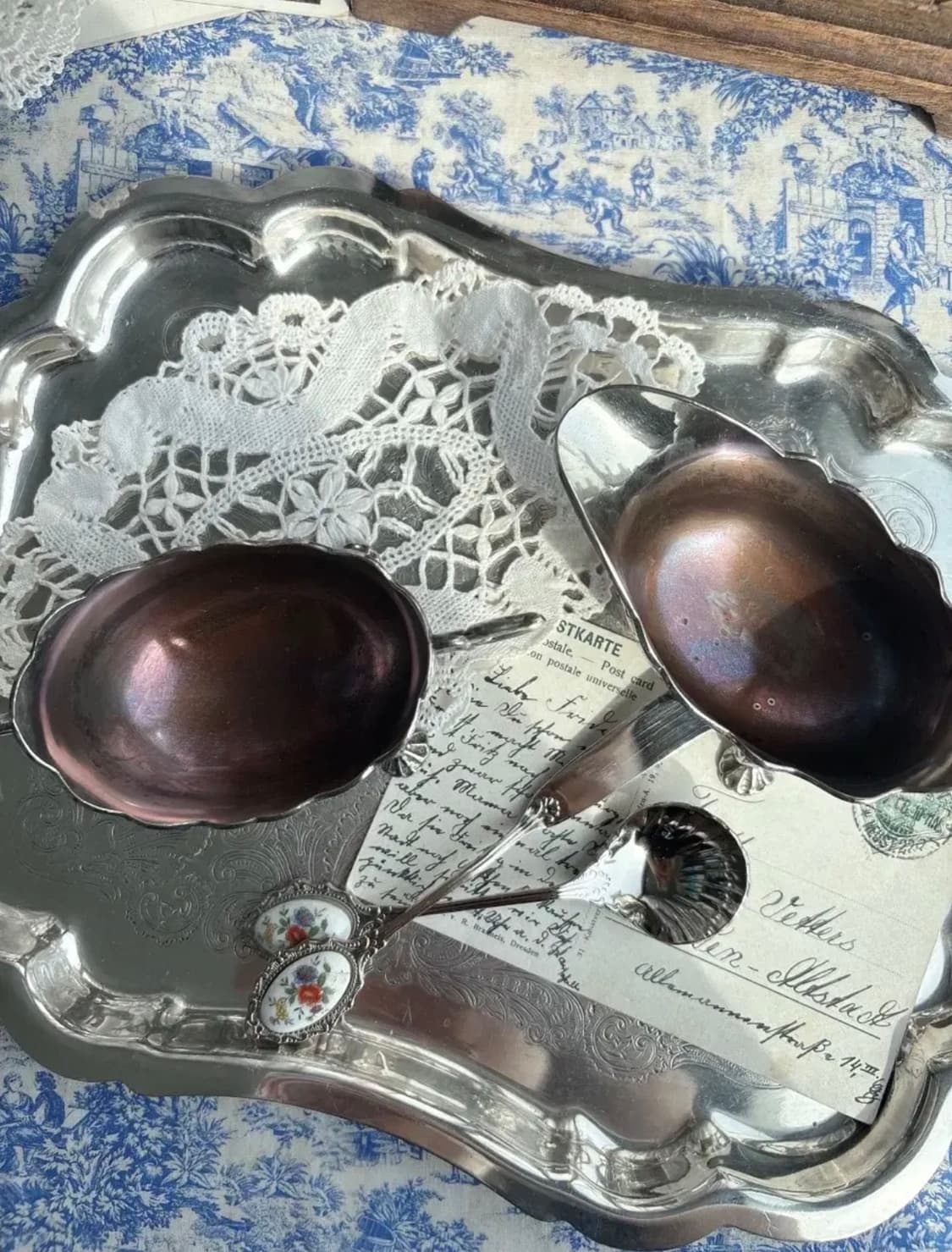 앤틱 실버플레이트 욕조모양 크리머 슈가볼세트 상품이미지5