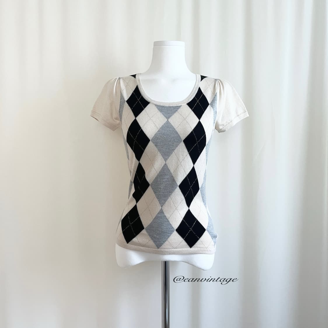 argyle pattern girlish top  상품이미지1