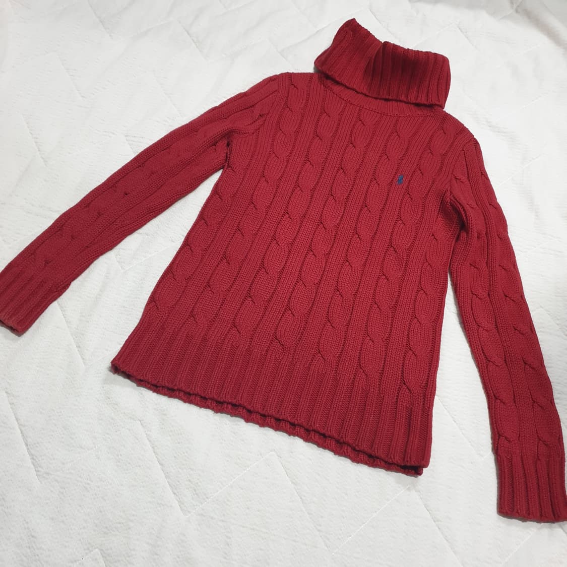폴로 랄프로렌 케이블 니트 터틀넥 레드 상품이미지2