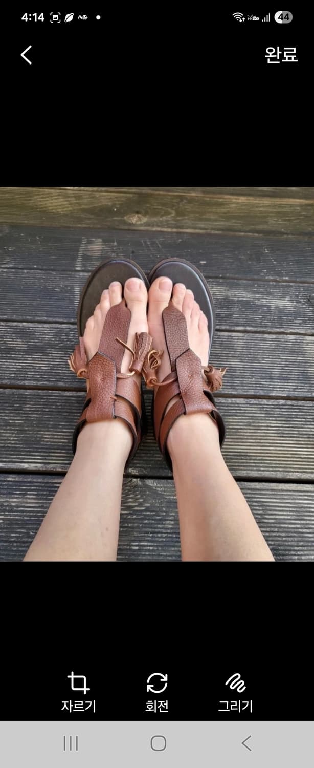 (새제품)데무 가죽 키높이 편안한 갈색 글래디 에이터 샌들225-235 상품이미지4