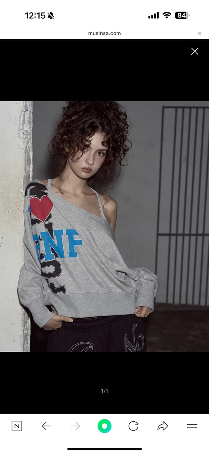 플리즈노팔로우 원숄더 로고 스웨트셔츠 맨투맨 iLOVE PNF 상품이미지2