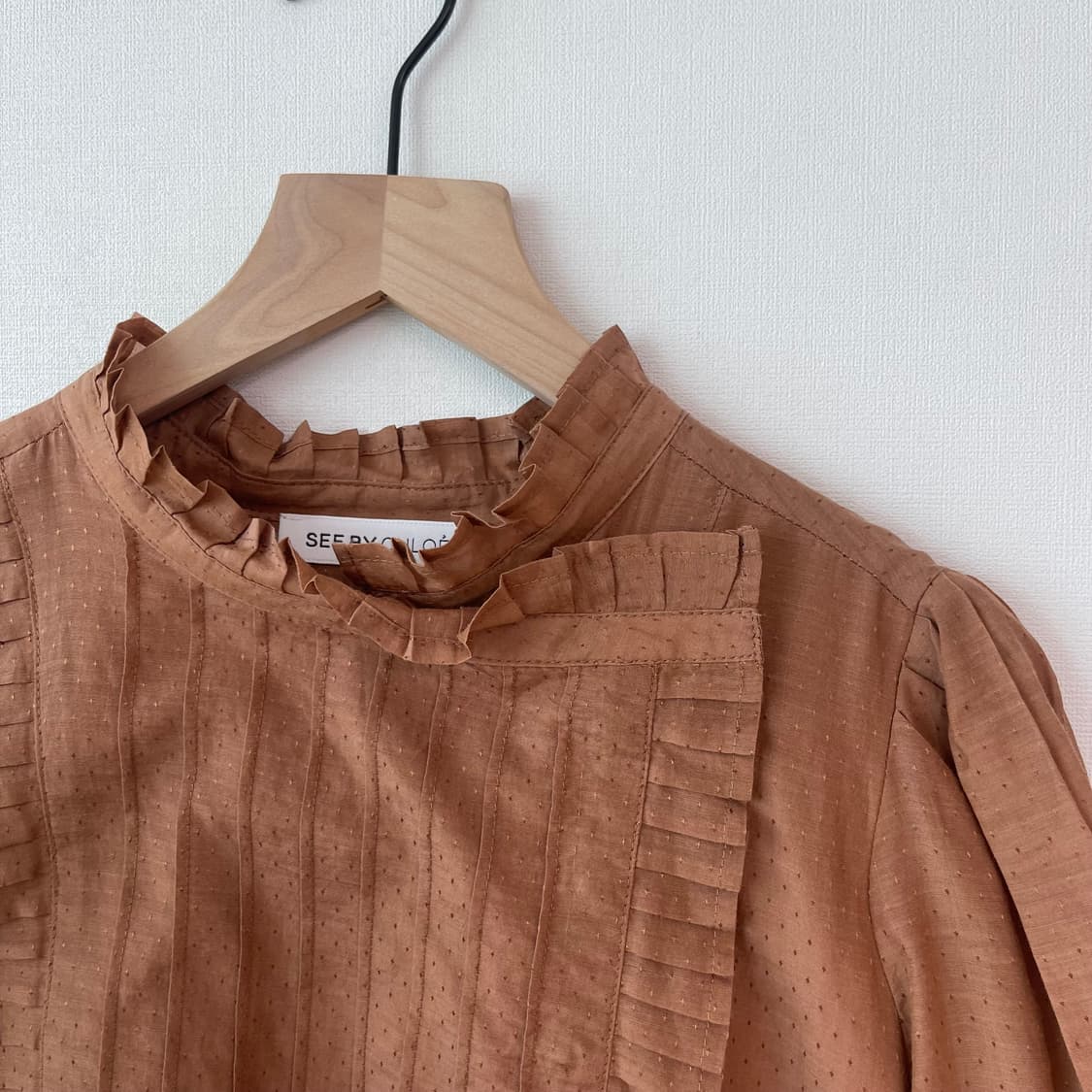 씨바이끌로에 레드골드브라운 실크 혼방 원피스 44~55 상품이미지3