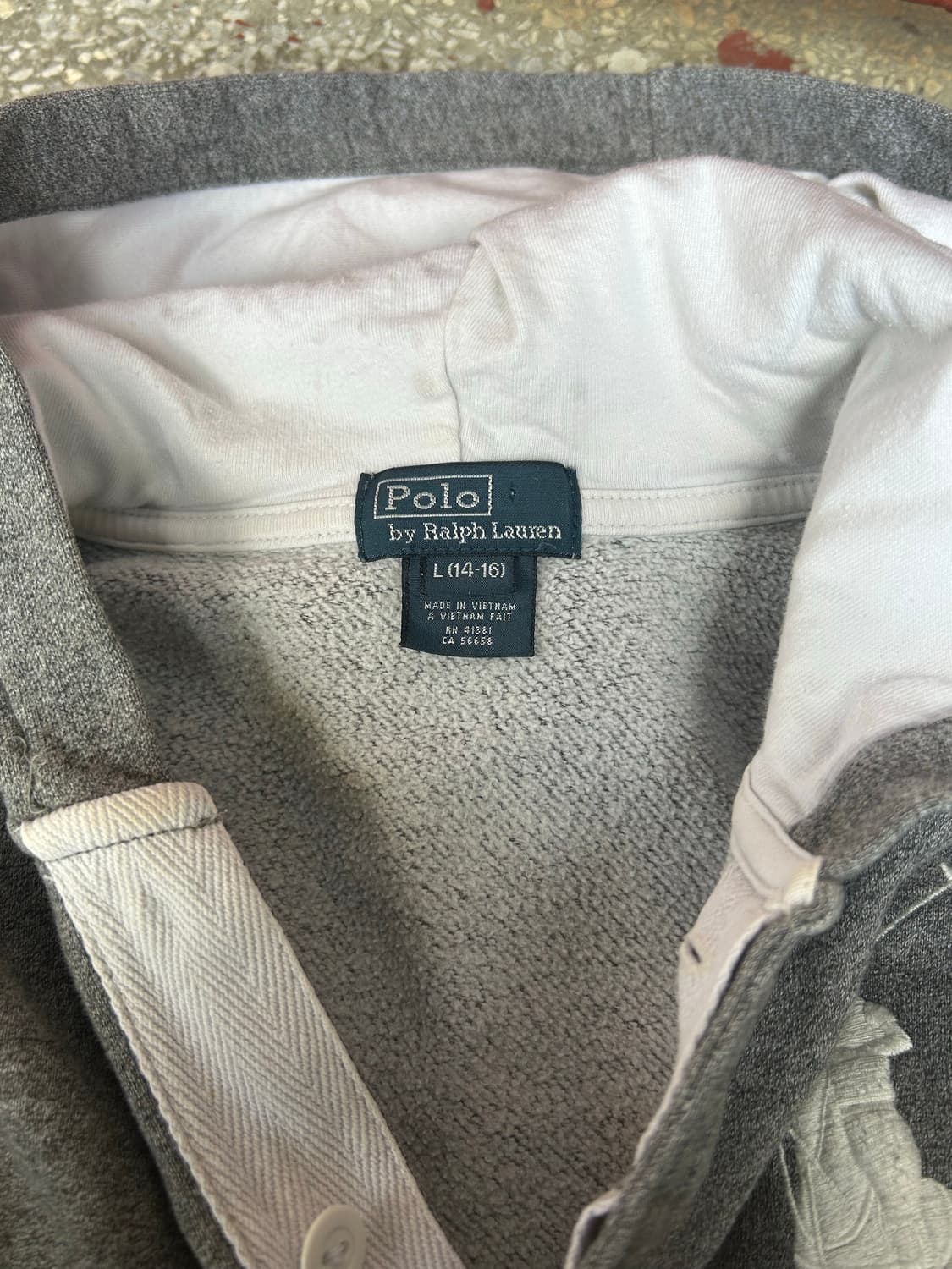 *rare* 2000s polo 폴로 그레이 빅포니 스트라이프 후드티 상품이미지4