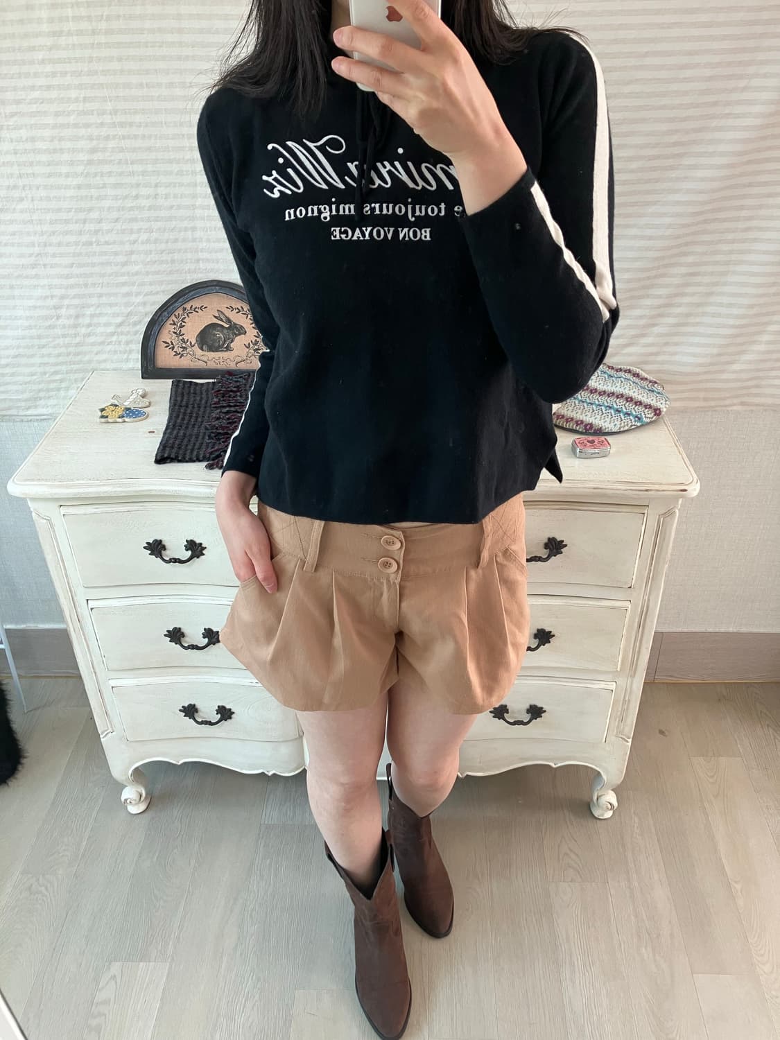 빈티지 블랙 화이트 배색 레터링 후드 y2k 스트릿 갸루 펑키   상품이미지3