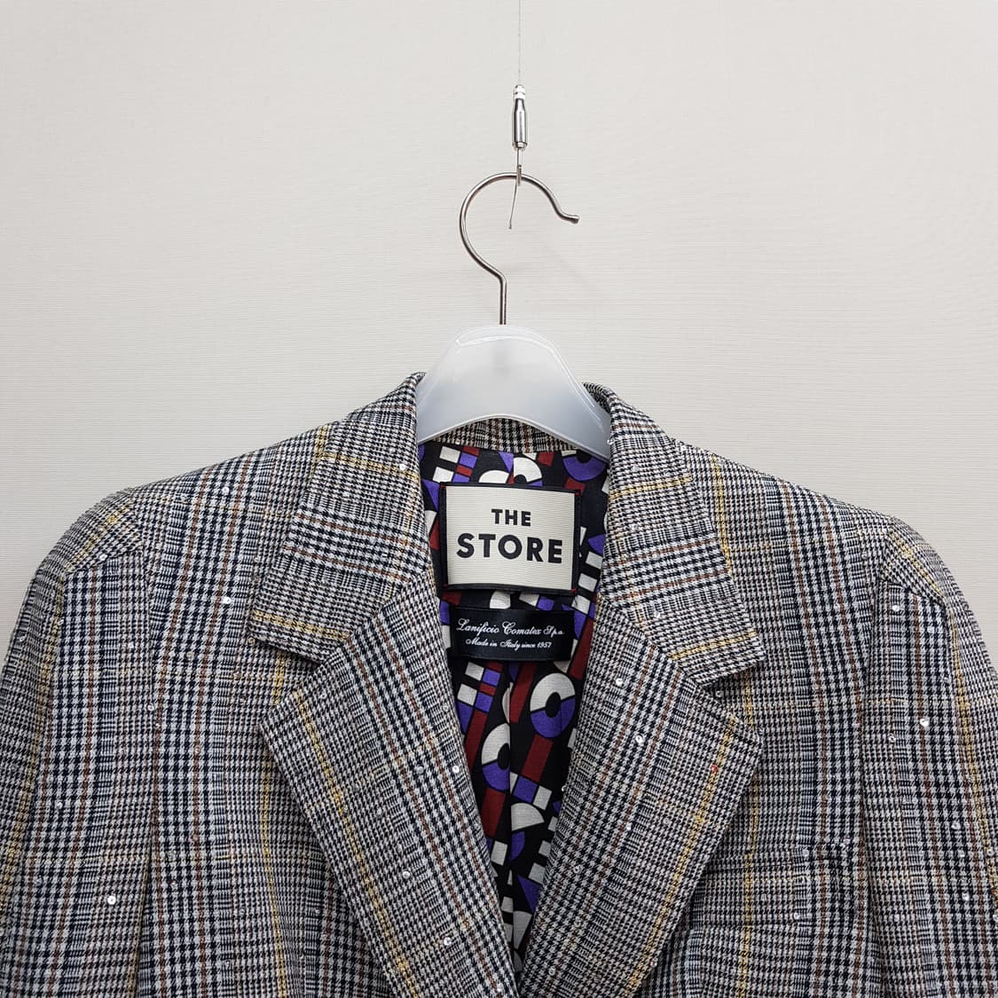 한섬 더스토어 패턴 안감 체크 싱글 자켓  s사이즈 상품이미지2