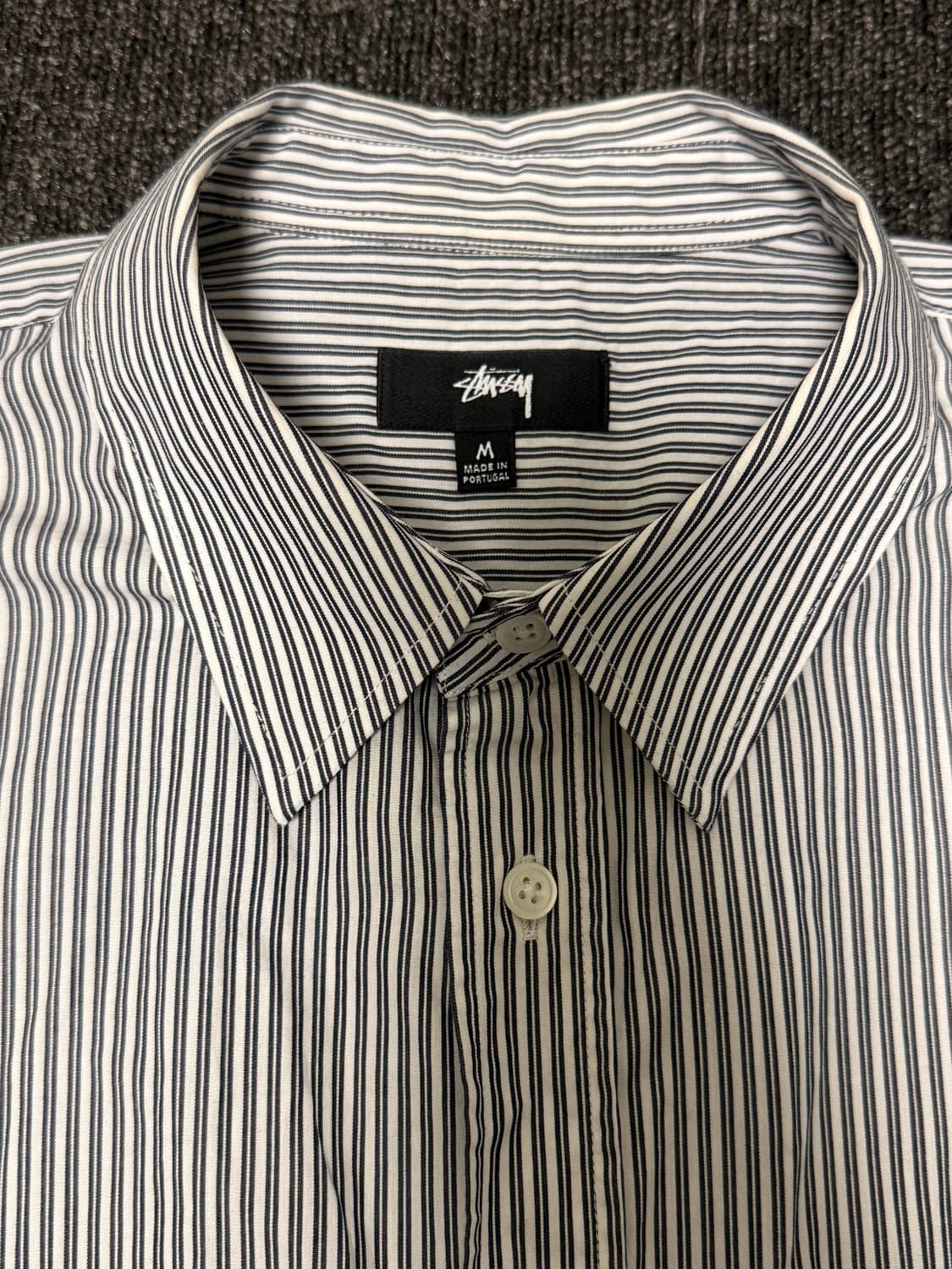 [M] 스투시 박시 숏슬리브 8볼 스트라이프 셔츠 네이비 상품이미지2