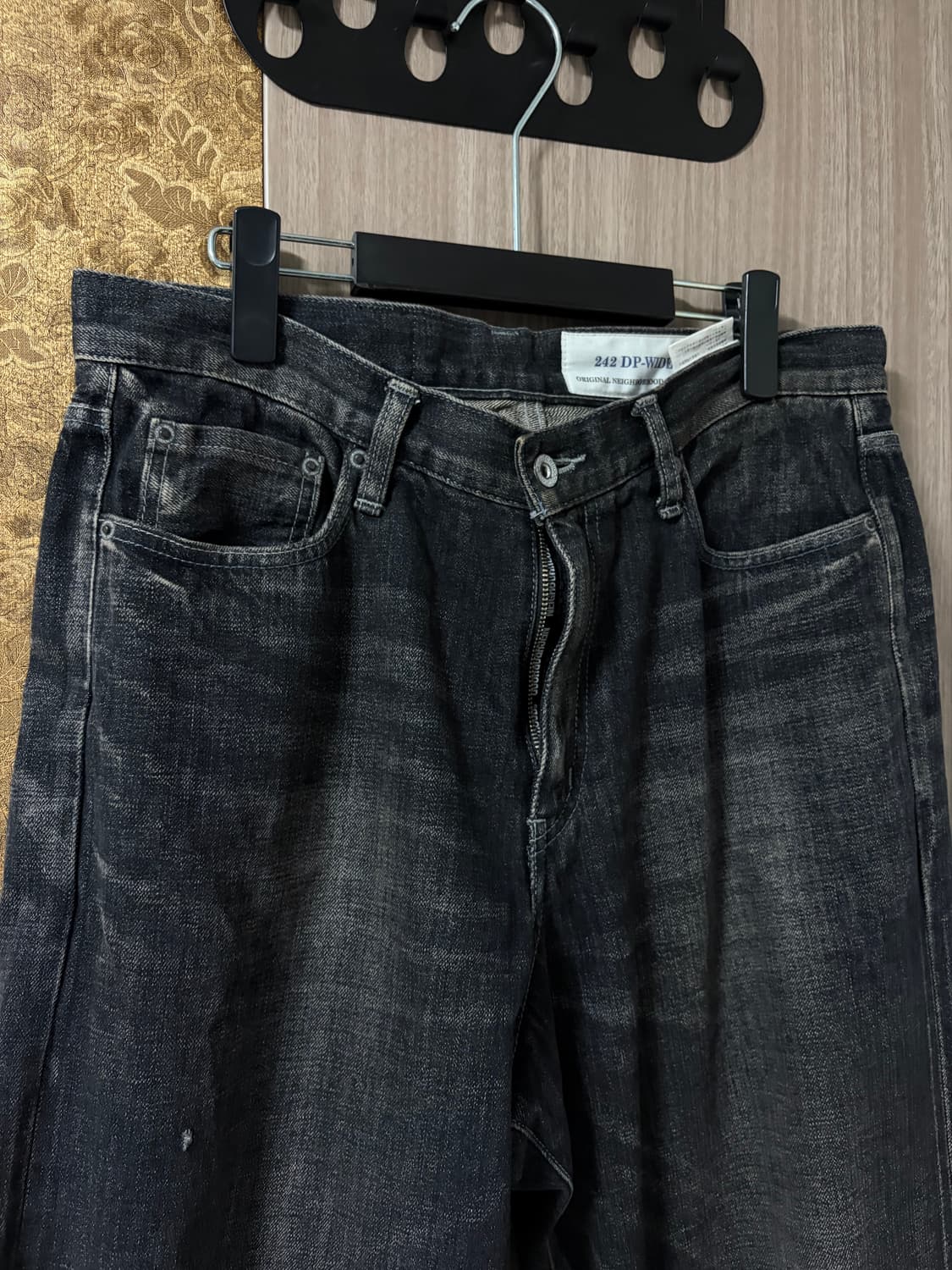 네이버후드 24aw 워시드 데님 DP 와이드 블랙 M 상품이미지4